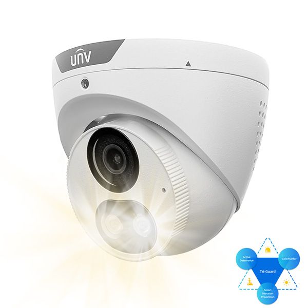 UNV 4K Tri-Guard NDAA-Compliant Weatherproof Turret IP Security Camera 2.8mm Fixed Lens with Deep Learning AI, Active Deterrence, and 24/7 Color Illumination*********(Contact us to get the best pricing available)**********